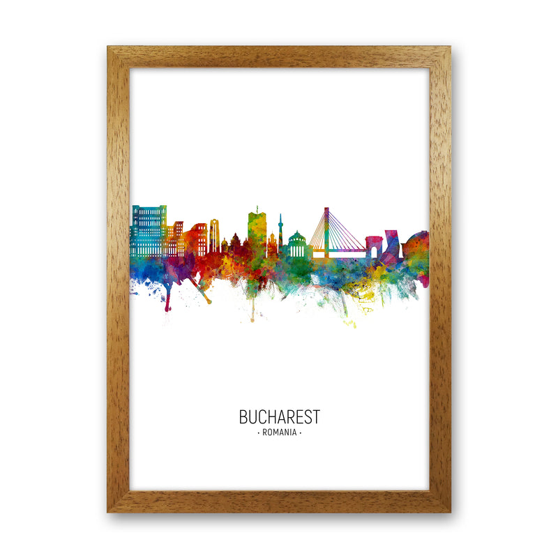 Bucharest Romania Skyline Portrait Art Print by Michael Tompsett Oak Grain