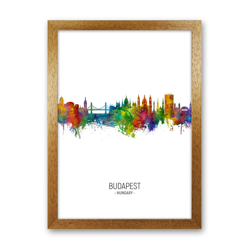 Budapest Hungary Skyline Portrait Art Print by Michael Tompsett Oak Grain