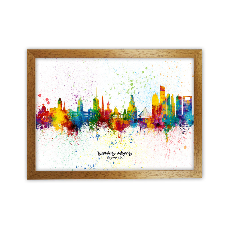 Buenos Aires Argentina Skyline Splash Art Print by Michael Tompsett Oak Grain