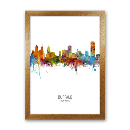 Buffalo New York Skyline Portrait Art Print by Michael Tompsett Oak Grain