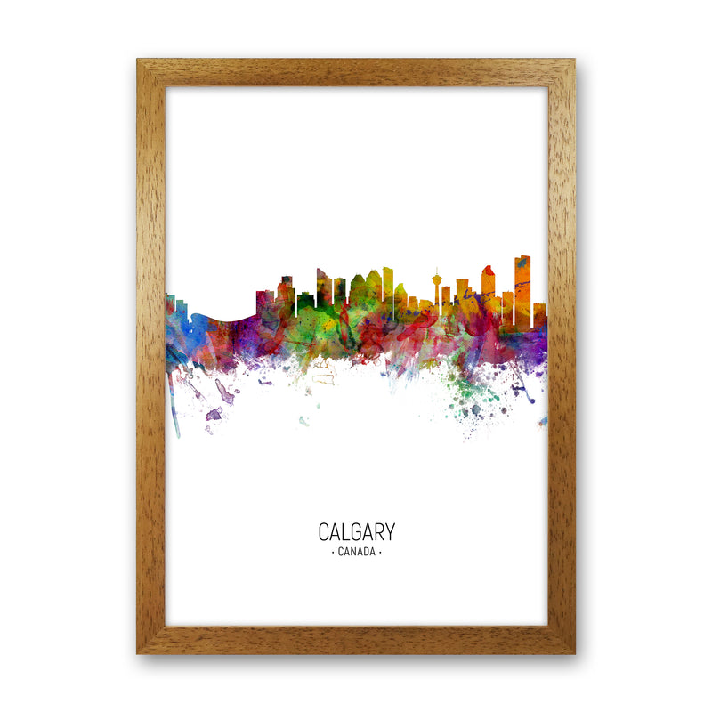 Calgary Canada Skyline Portrait Art Print by Michael Tompsett Oak Grain