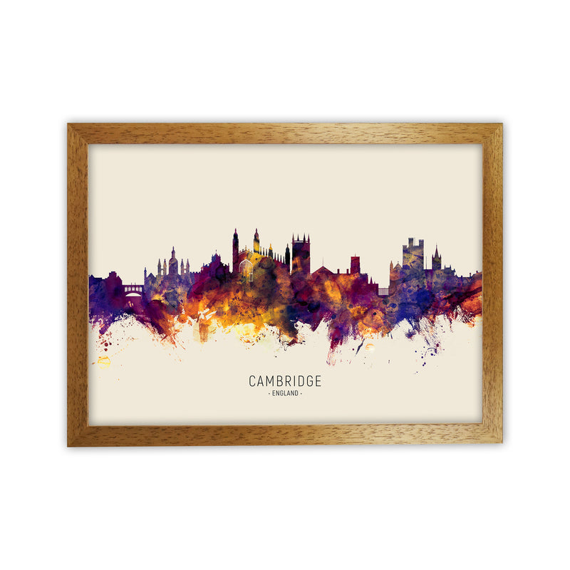 Cambridge England Skyline Autumn City Name Art Print by Michael Tompsett Oak Grain
