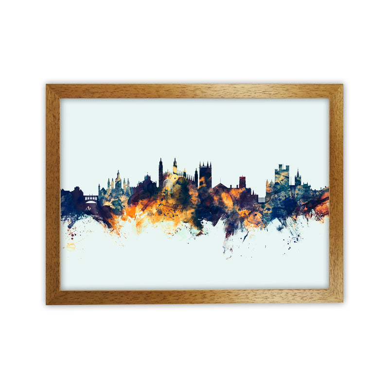 Cambridge England Skyline Blue Orange Art Print by Michael Tompsett Oak Grain