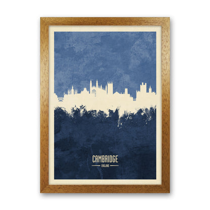 Cambridge England Skyline Portrait Navy Art Print by Michael Tompsett Oak Grain