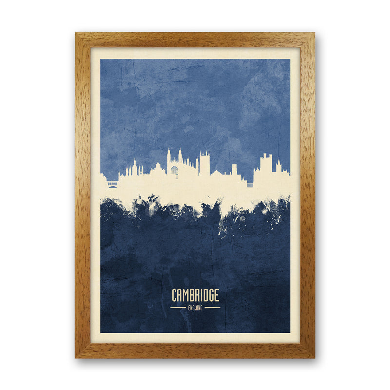 Cambridge England Skyline Portrait Navy Art Print by Michael Tompsett Oak Grain