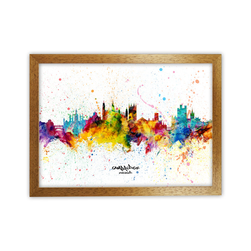 Cambridge England Skyline Splash Art Print by Michael Tompsett Oak Grain