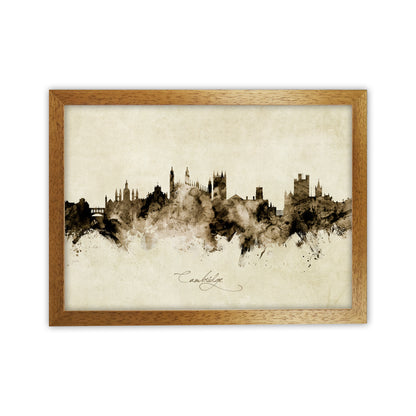 Cambridge England Skyline Vintage Art Print by Michael Tompsett Oak Grain
