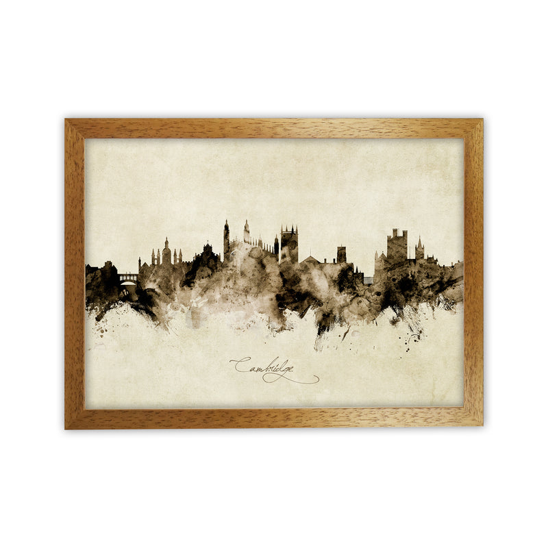 Cambridge England Skyline Vintage Art Print by Michael Tompsett Oak Grain