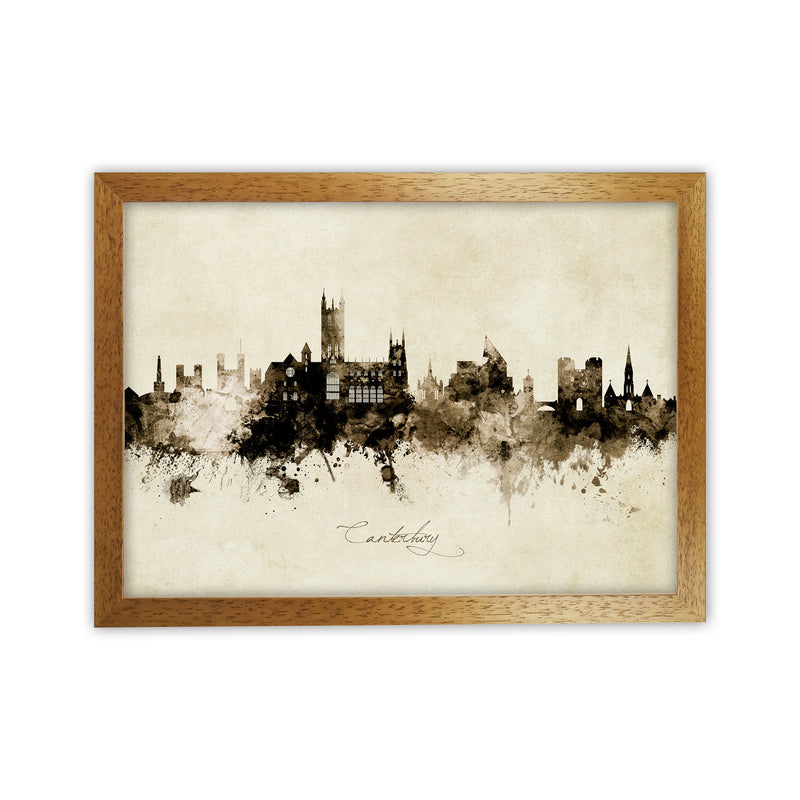 Canterbury England Skyline Vintage Art Print by Michael Tompsett Oak Grain