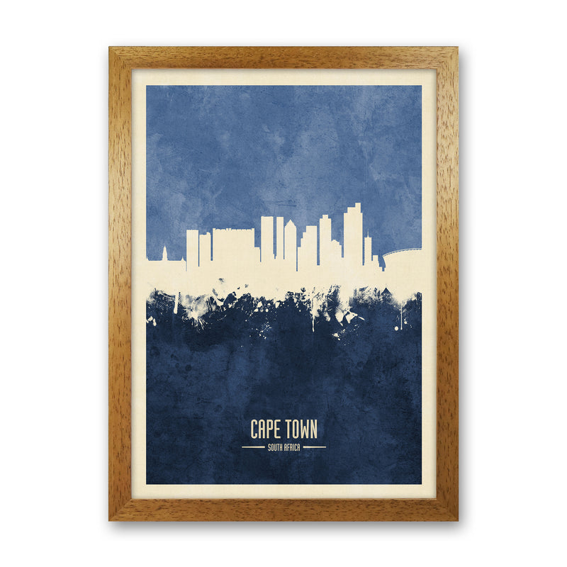 Cape Town South Africa Skyline Portrait Navy Art Print by Michael Tompsett Oak Grain