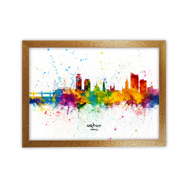 Cardiff Wales Skyline Splash Art Print by Michael Tompsett Oak Grain