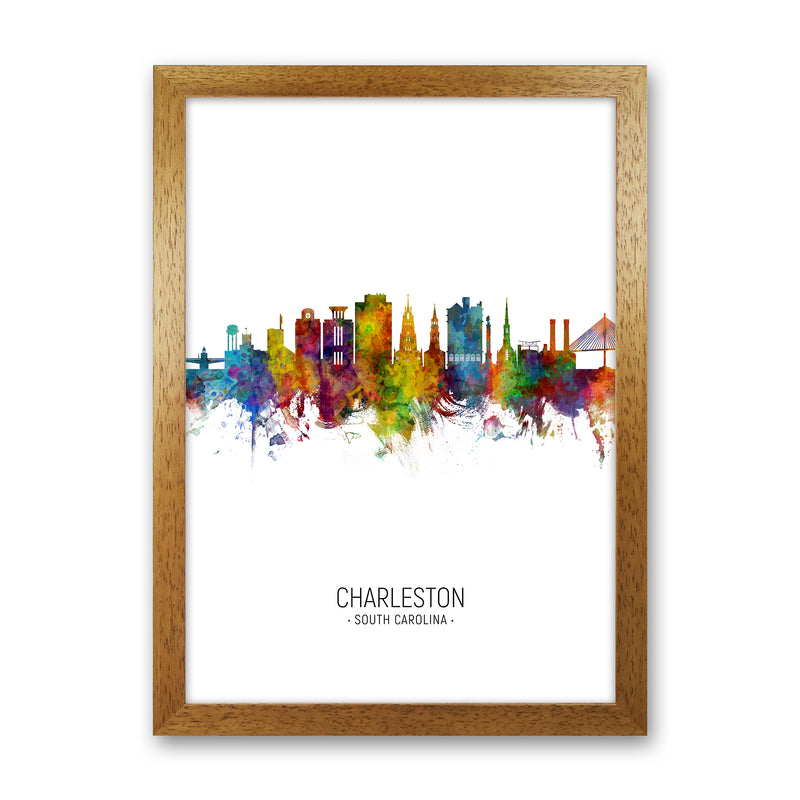 Charleston South Carolina Skyline Portrait Art Print by Michael Tompsett Oak Grain