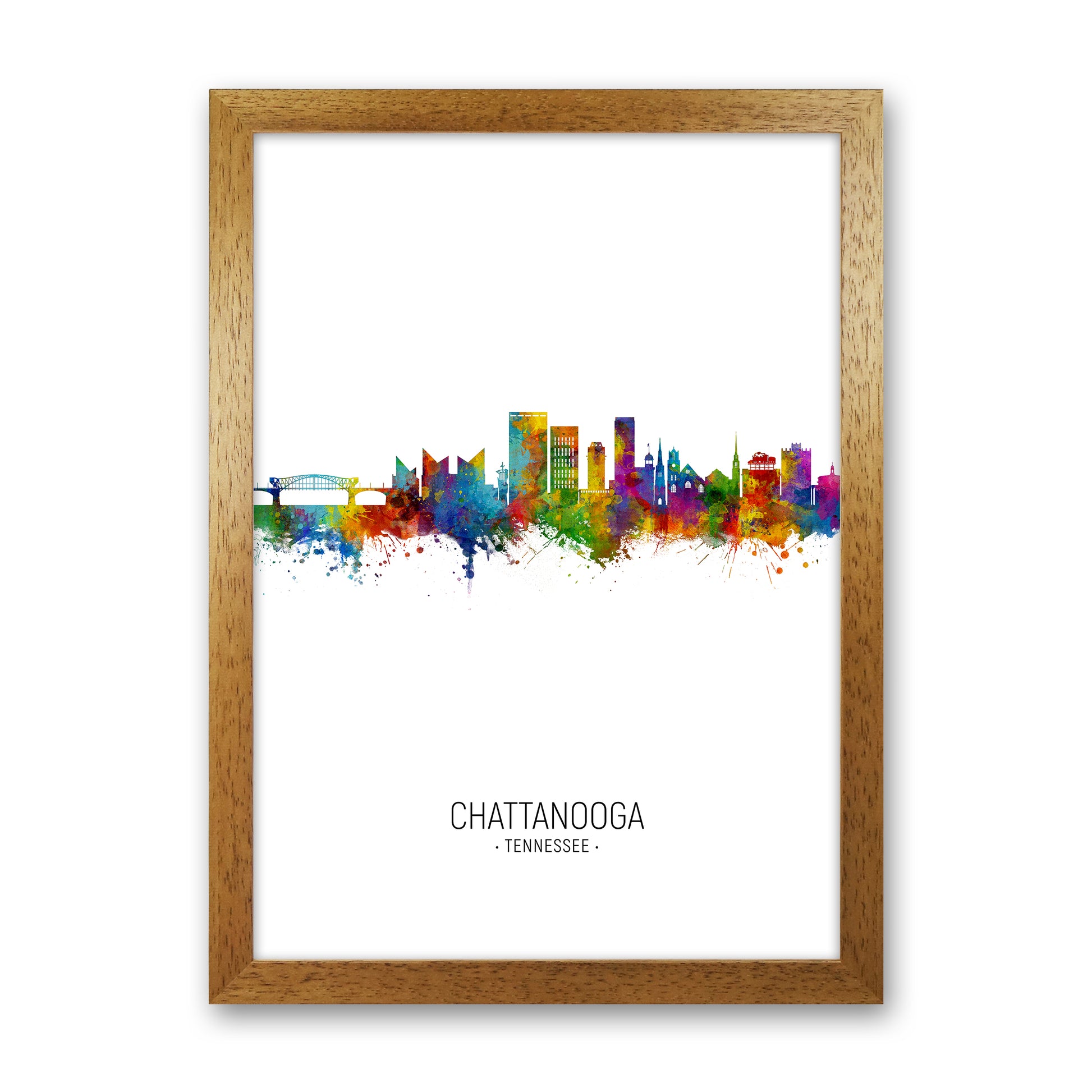 Chattanooga Tennessee Skyline Portrait Art Print by Michael Tompsett Oak Grain