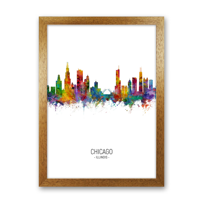 Chicago Illinois Skyline Portrait Art Print by Michael Tompsett Oak Grain
