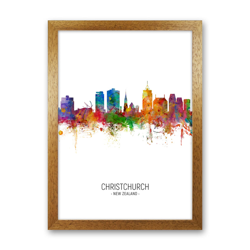 Christchurch New Zealand Skyline Portrait Art Print by Michael Tompsett Oak Grain