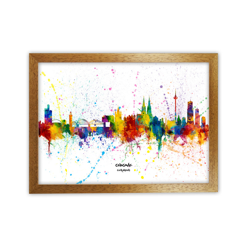 Cologne Germany Skyline Splash Art Print by Michael Tompsett Oak Grain