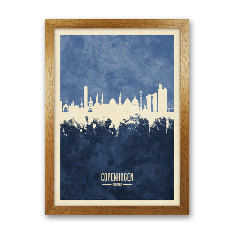 Copenhagen Denmark Skyline Portrait Navy Art Print by Michael Tompsett Oak Grain