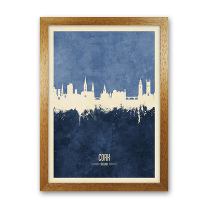 Cork Ireland Skyline Portrait Navy Art Print by Michael Tompsett Oak Grain