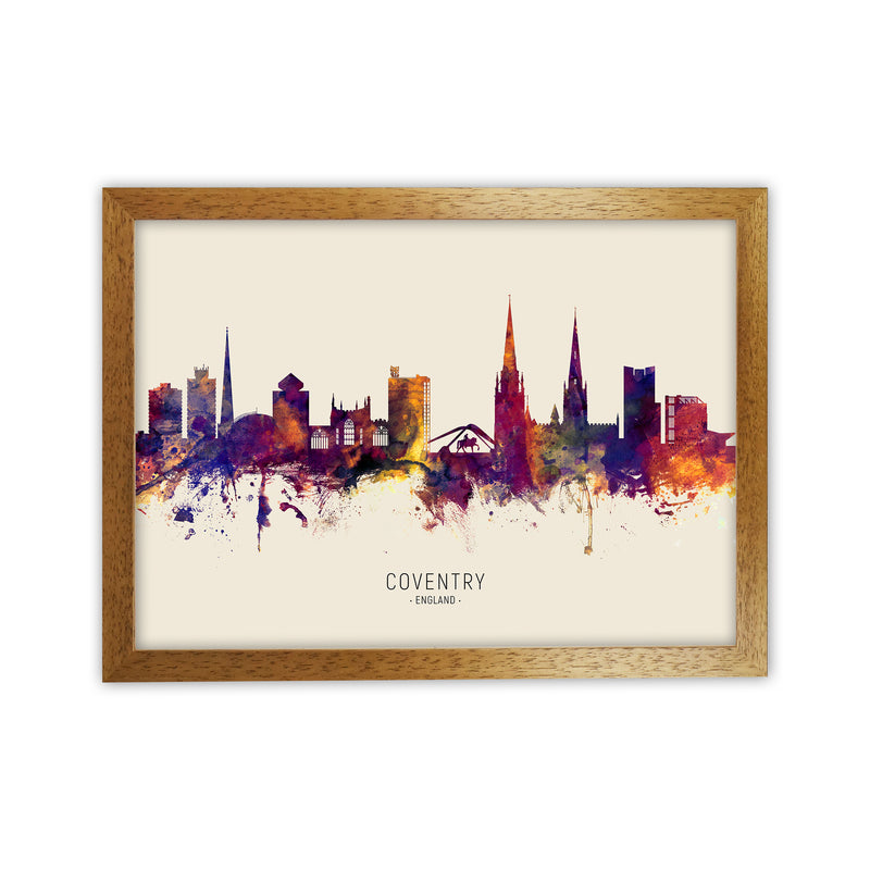 Coventry England Skyline Autumn City Name Art Print by Michael Tompsett Oak Grain