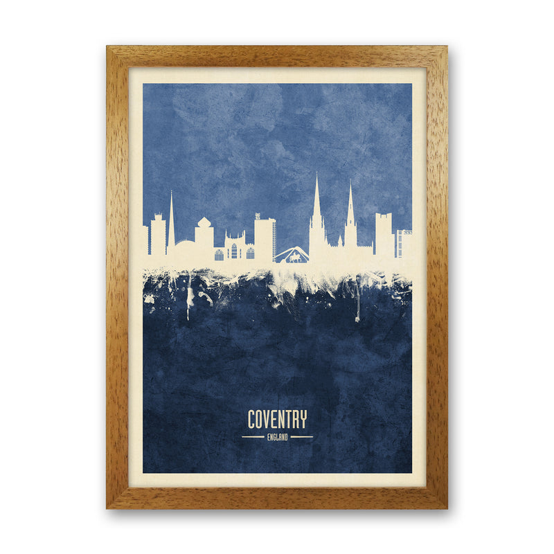 Coventry England Skyline Portrait Navy Art Print by Michael Tompsett Oak Grain