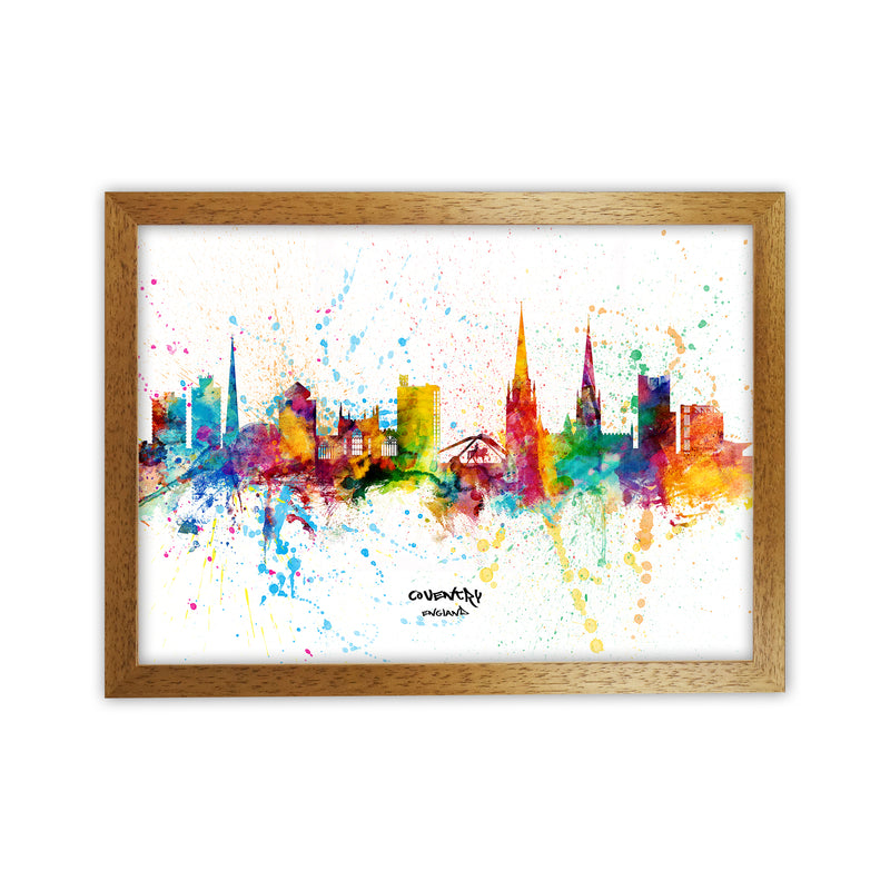 Coventry England Skyline Splash Art Print by Michael Tompsett Oak Grain