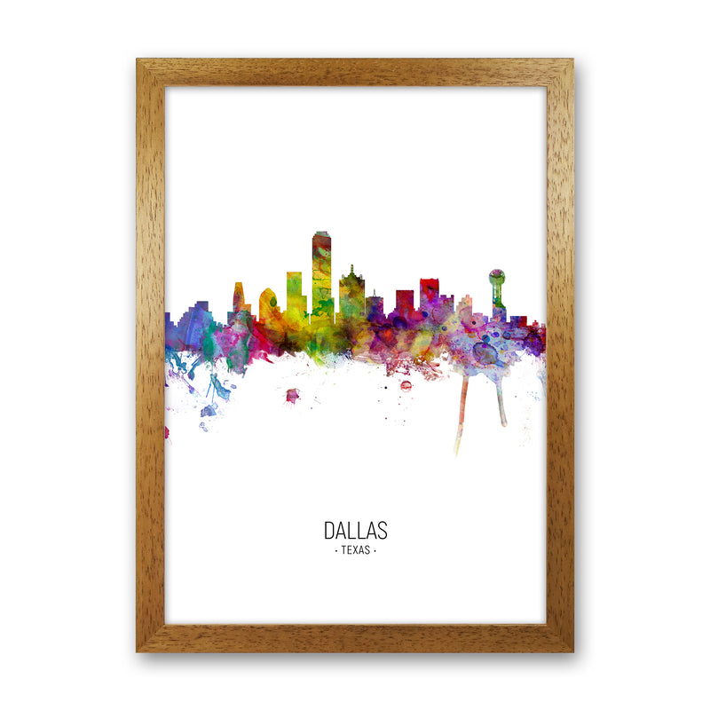 Dallas Texas Skyline Portrait Art Print by Michael Tompsett Oak Grain