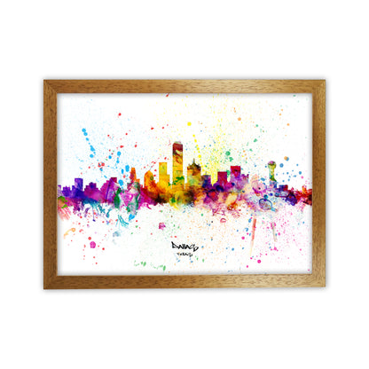 Dallas Texas Skyline Splash Art Print by Michael Tompsett Oak Grain
