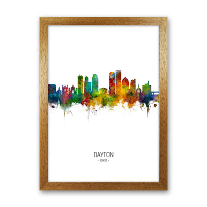 Dayton Ohio Skyline Portrait Art Print by Michael Tompsett Oak Grain