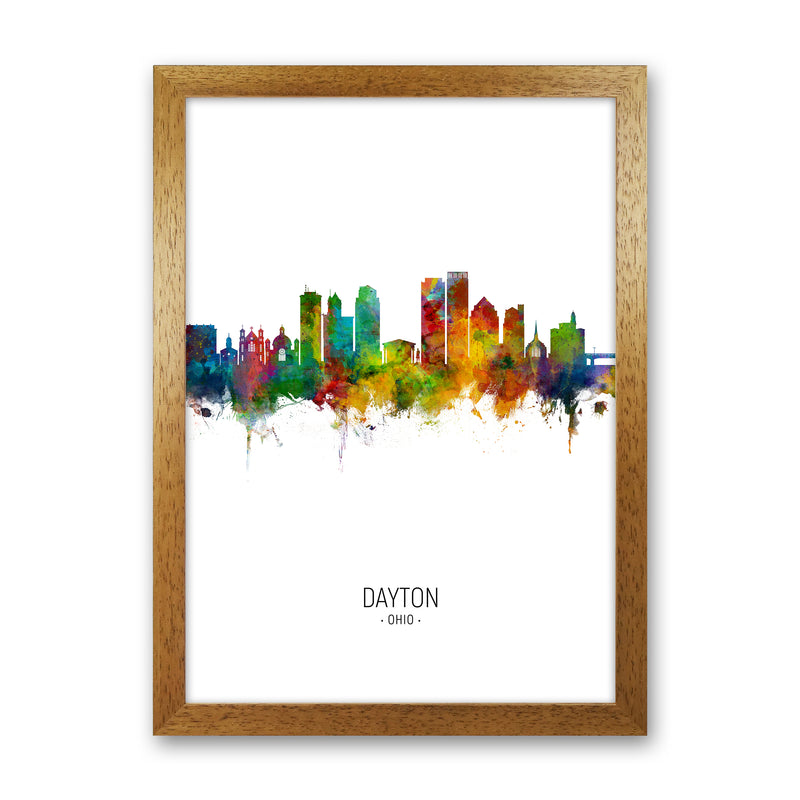 Dayton Ohio Skyline Portrait Art Print by Michael Tompsett Oak Grain