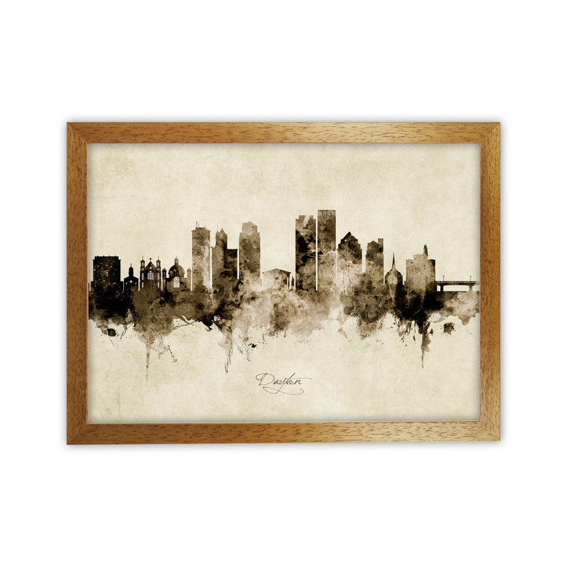 Dayton Ohio Skyline Vintage Art Print by Michael Tompsett Oak Grain