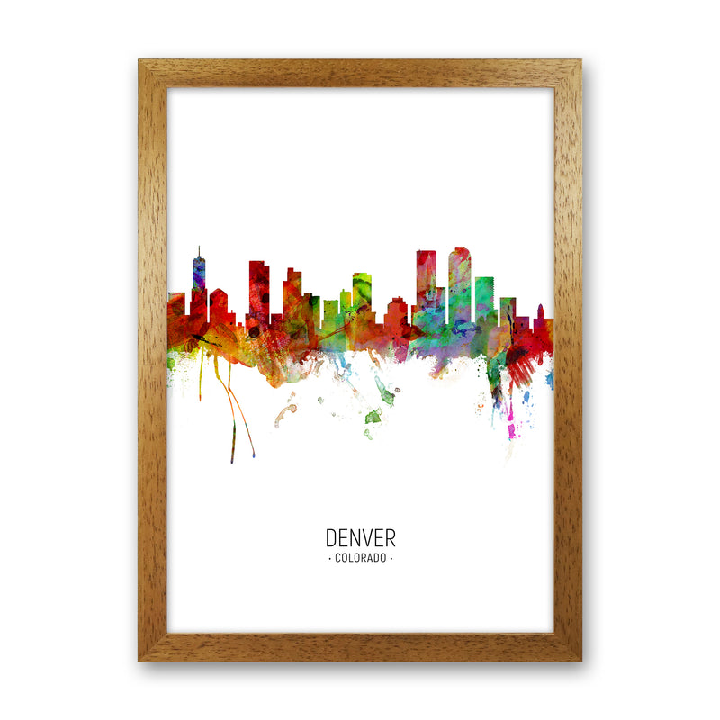 Denver Colorado Skyline Portrait Art Print by Michael Tompsett Oak Grain