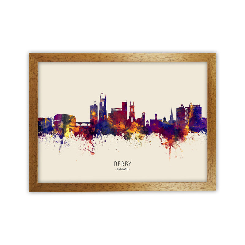 Derby England Skyline Autumn City Name Art Print by Michael Tompsett Oak Grain