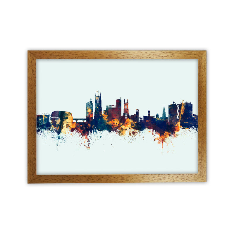 Derby England Skyline Blue Orange Art Print by Michael Tompsett Oak Grain