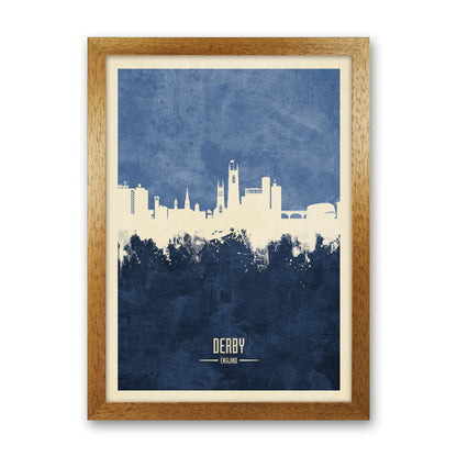 Derby England Skyline Portrait Navy Art Print by Michael Tompsett Oak Grain