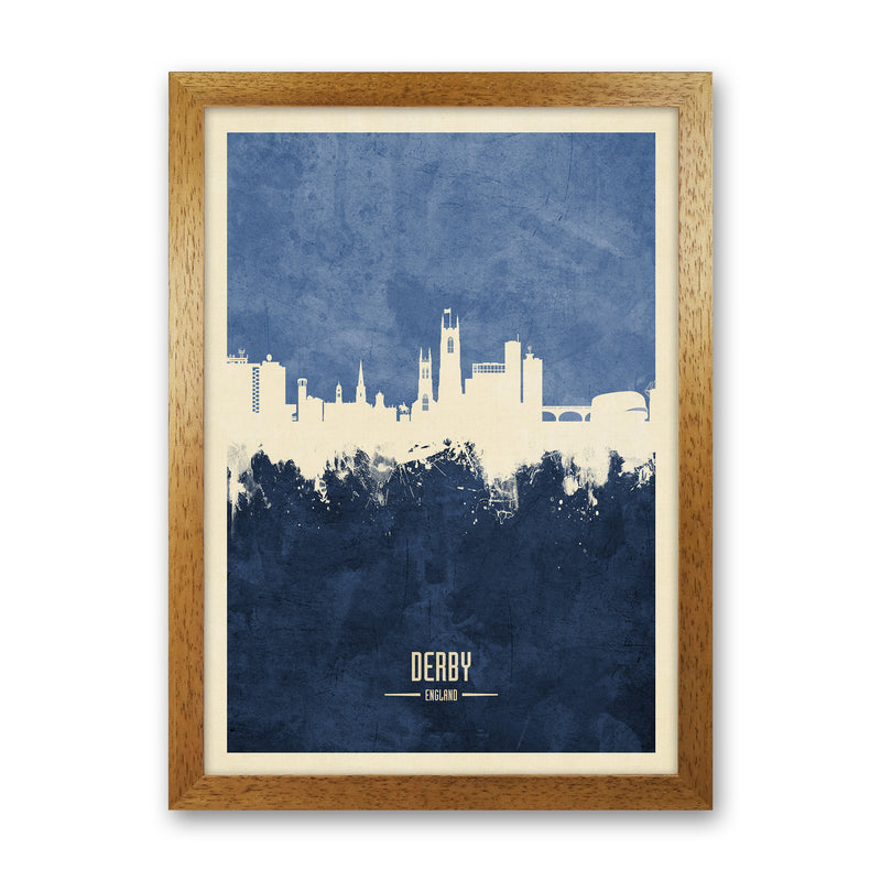Derby England Skyline Portrait Navy Art Print by Michael Tompsett Oak Grain