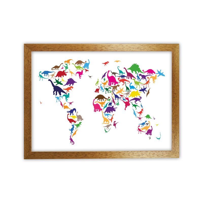 Dinosaur Map Colours Art Print by Michael Tompsett Oak Grain