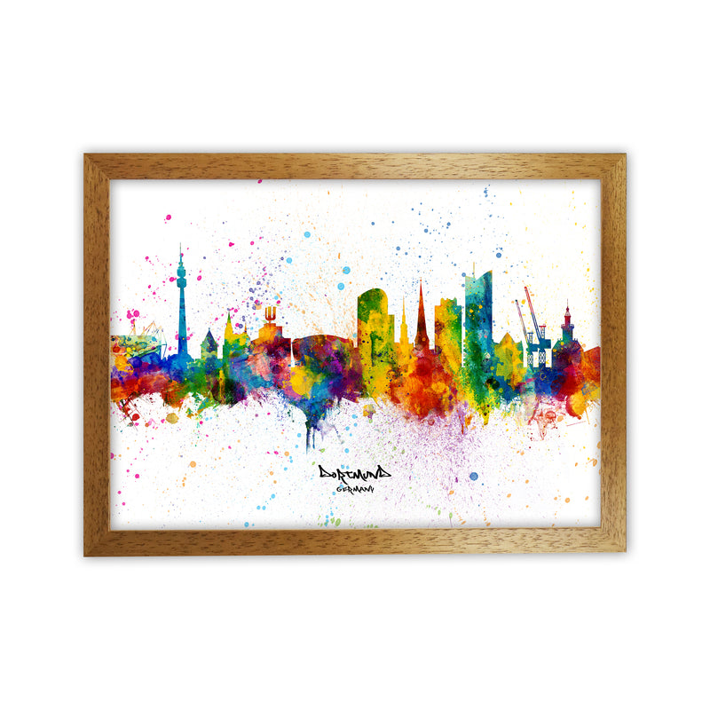Dortmund Germany Skyline Splash Art Print by Michael Tompsett Oak Grain