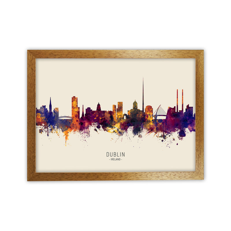 Dublin Ireland Skyline Autumn City Name Art Print by Michael Tompsett Oak Grain