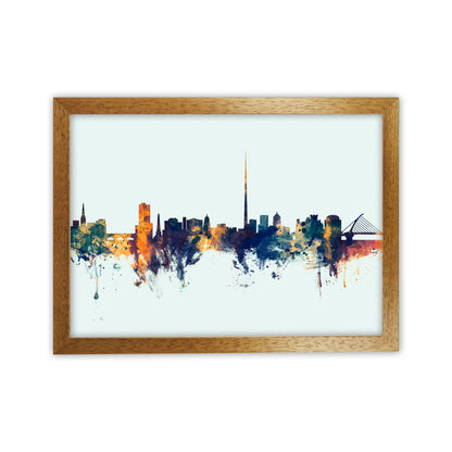 Dublin Ireland Skyline Blue Orange Art Print by Michael Tompsett Oak Grain