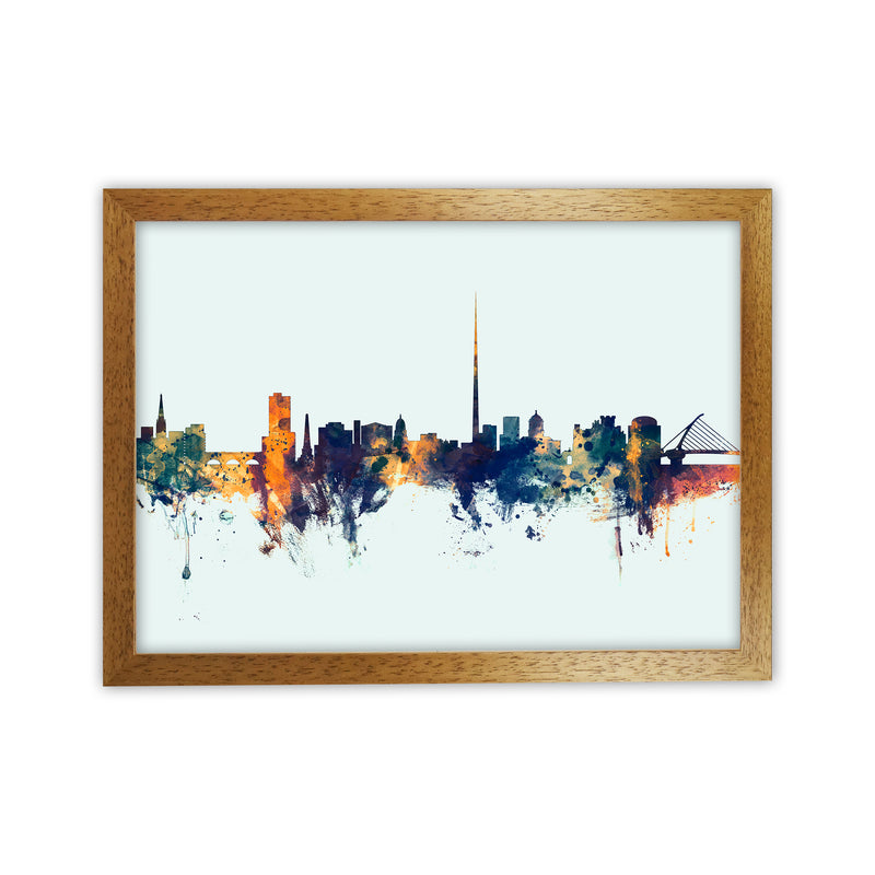 Dublin Ireland Skyline Blue Orange Art Print by Michael Tompsett Oak Grain
