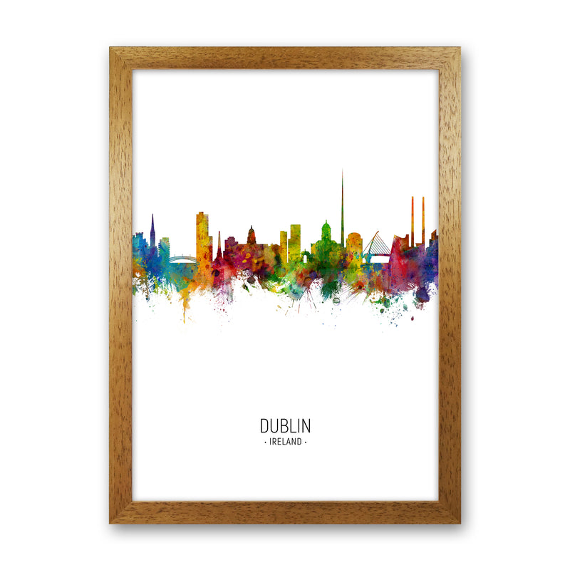 Dublin Ireland Skyline Portrait Art Print by Michael Tompsett Oak Grain