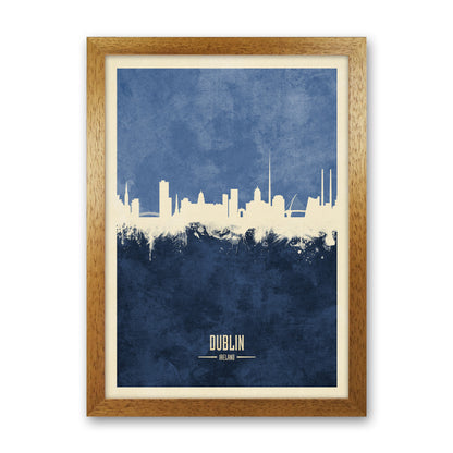 Dublin Ireland Skyline Portrait Navy Art Print by Michael Tompsett Oak Grain