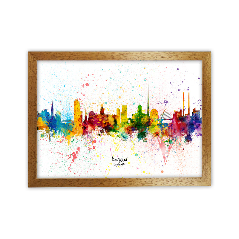 Dublin Ireland Skyline Splash Art Print by Michael Tompsett Oak Grain