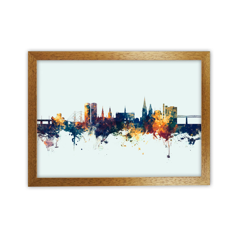 Dundee Scotland Skyline Blue Orange Art Print by Michael Tompsett Oak Grain