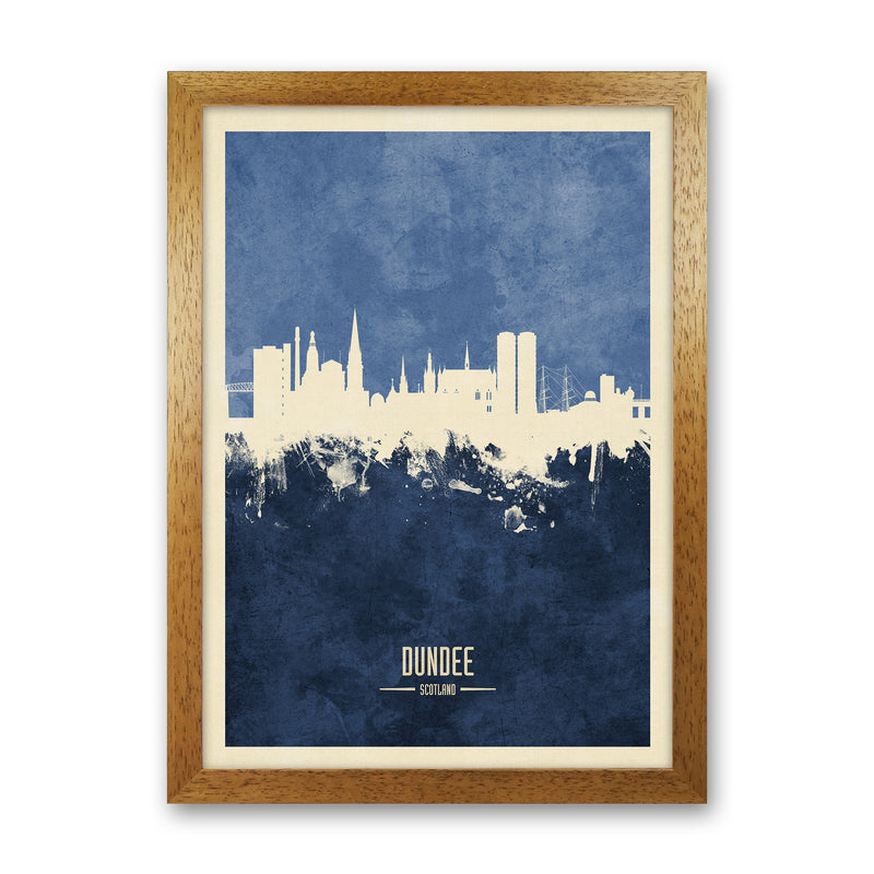 Dundee Scotland Skyline Portrait Navy Art Print by Michael Tompsett Oak Grain