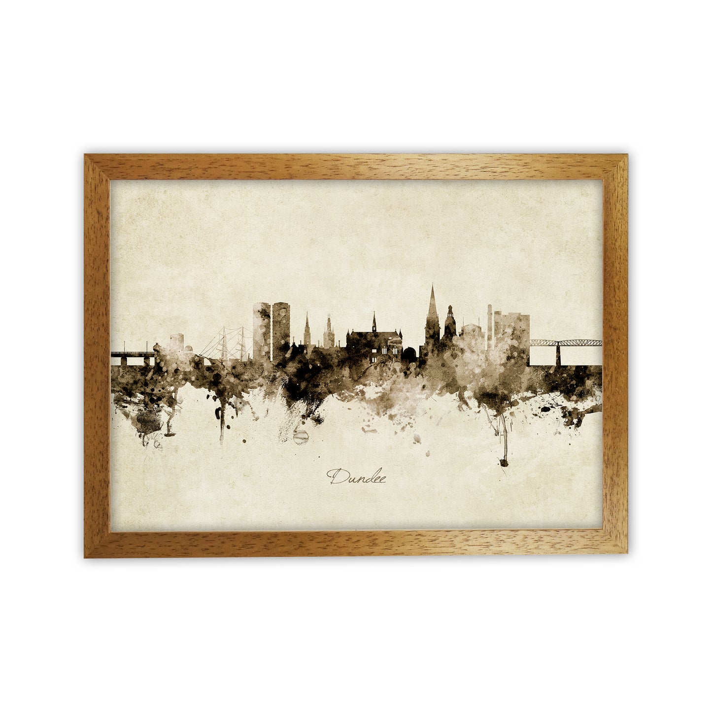 Dundee Scotland Skyline Vintage Art Print by Michael Tompsett Oak Grain