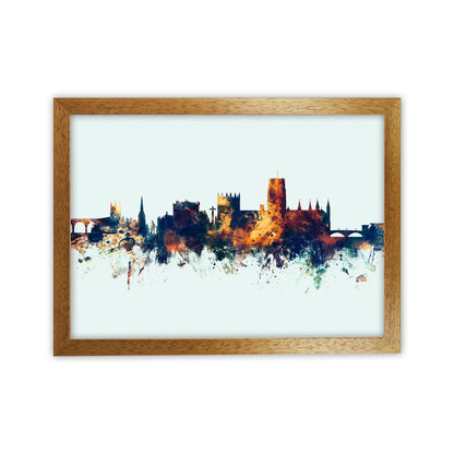 Durham England Skyline Blue Orange Art Print by Michael Tompsett Oak Grain