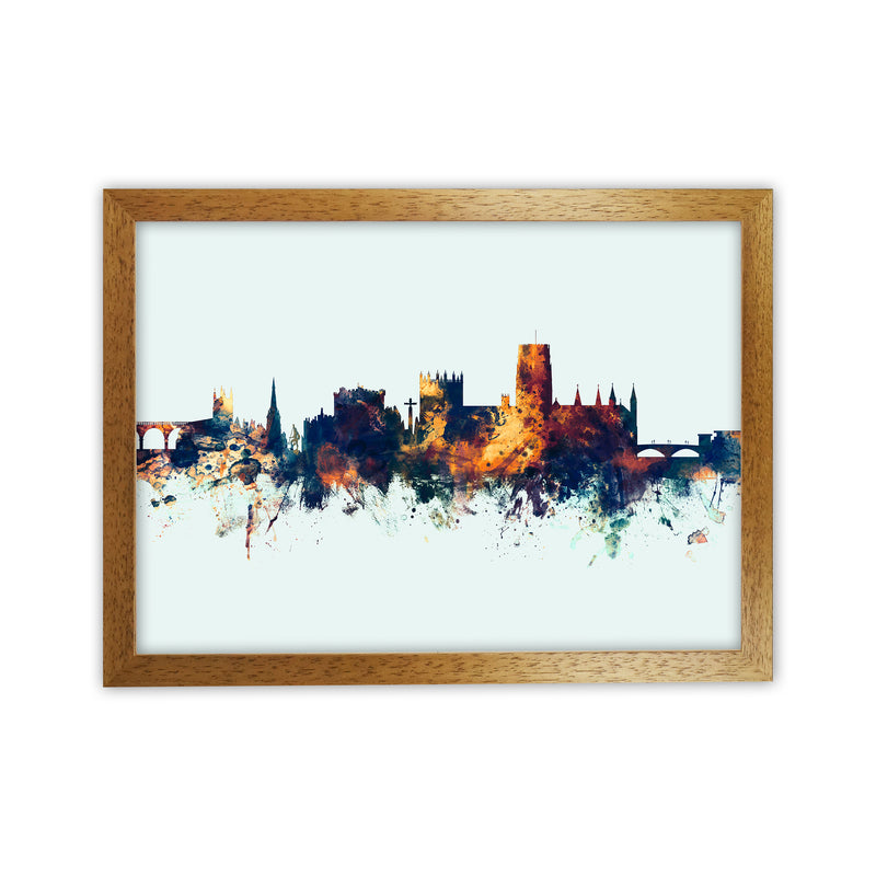 Durham England Skyline Blue Orange Art Print by Michael Tompsett Oak Grain