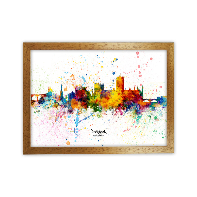 Durham England Skyline Splash Art Print by Michael Tompsett Oak Grain
