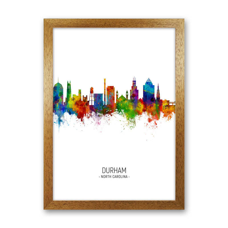 Durham North Carolina Skyline Portrait Art Print by Michael Tompsett Oak Grain